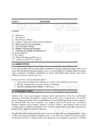 Unit 2 Judaism 2.0 Objectives 2.1 Introduction