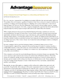 Using a Company Hourly Fringe Program As a Recruiting and Retention Tool by Philip Ely, Advantage Resource Inc