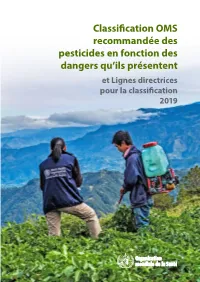 Classification OMS Recommandée Des Pesticides En Fonction Des Dangers