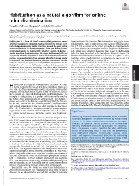 Habituation As a Neural Algorithm for Online Odor Discrimination