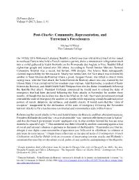 Post-Charlie: Community, Representation, and Terrorism’S Foreclosures