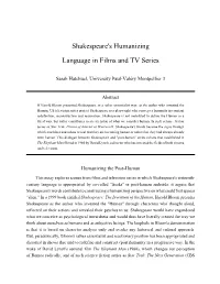 Shakespeare's Humanizing Language in Films and TV Series