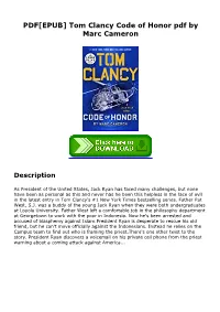 Tom Clancy Code of Honor Pdf by Marc Cameron