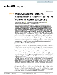 Wnt5a Modulates Integrin Expression in a Receptor-Dependent Manner In