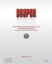 Audio Visual & Video Projection Screens and Related Equipment