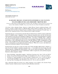 Karamu House Announces Schedule of Events To