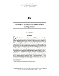 Law of War Issues in Ground Hostilities in Afghanistan