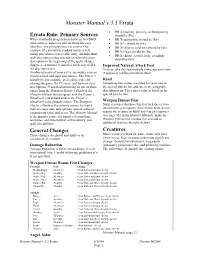 Monster Manual V.3.5 Errata
