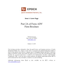 Part 2A of Form ADV Firm Brochure
