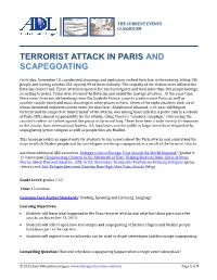 Terrorist Attack in Paris and Scapegoating