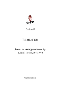 Guide to Sound Recordings Collected by Luise Hercus 1976-1978