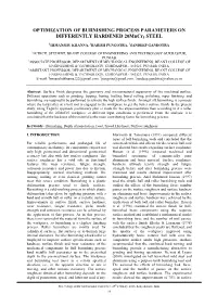 OPTIMIZATION of BURNISHING PROCESS PARAMETERS on DIFFERENTLY HARDENED 20Mncr5 STEEL