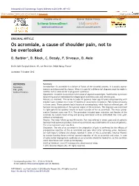 Os Acromiale, a Cause of Shoulder Pain, Not to Be Overlooked