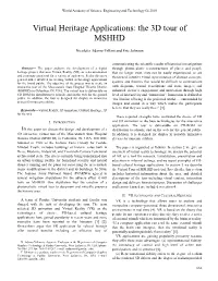 Virtual Heritage Applications: the 3D Tour of MSHHD