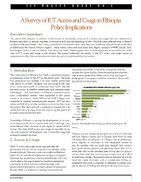 A Survey of ICT Access and Usage in Ethiopia