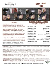 Barista Training Classes