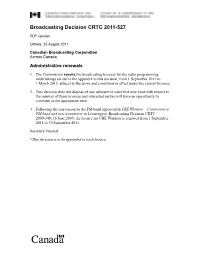 Broadcasting Decision CRTC 2011-527