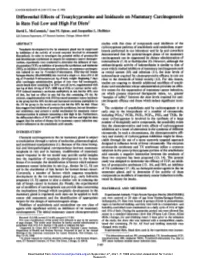 Differential Effects of Tranylcypromine and Imidazole on Mammary Carcinogenesis in Rats Fed Low and High Fat Diets1