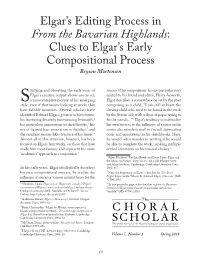 Elgar's Editing Process in from the Bavarian Highlands: Clues To