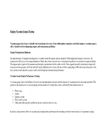 Engine Vacuum Gauge Testing