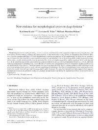 New Evidence for Morphological Errors in Deep Dyslexia ଝ
