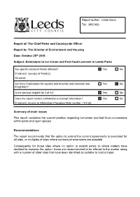 Report -Extensions to Ice Cream and Fast Food Licenses in Leeds Parks