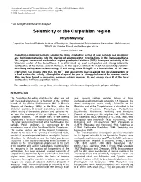 Seismicity of the Carpathian Region