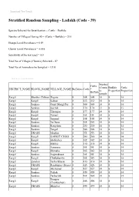 Stratified Random Sampling - Ladakh (Code - 39)