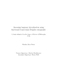 Assessing Language Lateralisation Using Functional Transcranial Doppler Sonography