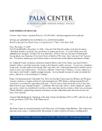 FOR IMMEDIATE RELEASE Contact: Indra Lusero, Assistant Director