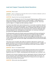 Lead and Copper Frequently Asked Questions