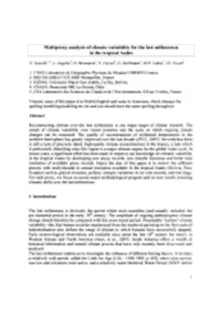 Multiproxy Analysis of Climate Variability for the Last Millennium in the Tropical Andes
