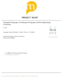 On Endangered Languages and the Safeguarding of Diversity