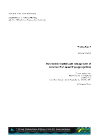 The Need for Sustainable Management of Coral Reef Fish Spawning Aggregations