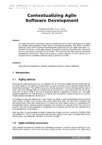 Contextualizing Agile Software Development