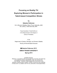 Reality Show Contestants As a Distinct Category of Research Respondents Who Challenge and Blur Rigid Divisions Between Audience and Text, and Audience and Producer