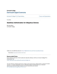 Seamless Authentication for Ubiquitous Devices