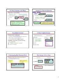 The Return Statement a More Complex Example