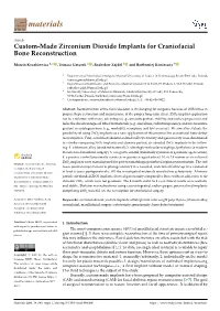 Custom-Made Zirconium Dioxide Implants for Craniofacial Bone Reconstruction