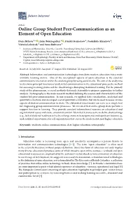 Online Group Student Peer-Communication As an Element of Open Education