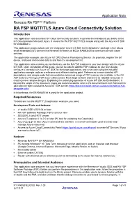 RA FSP MQTT/TLS Azure Cloud Connectivity Solution Application