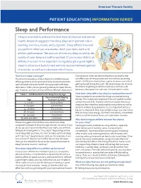 Sleep and Performance