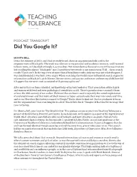 TEACHING TOLERANCE Tolerance.Org