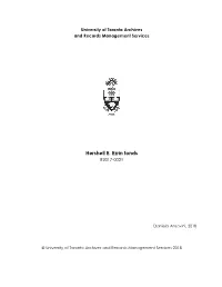 Hershell Ezrin Fonds University of Toronto Archives B2017-0021