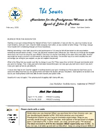 The Sower Newsletter for the Presbyterian Women in the Synod of Lakes & Prairies February, 2020 Editor: Kathleen Keefer