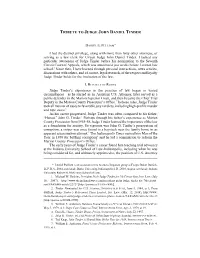 Tribute to Judge John Daniel Tinder