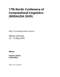 17Th Nordic Conference of Computational Linguistics (NODALIDA