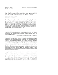 An Appraisal of Ernest Gellner's Writings on Nationalism
