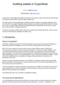 Auditing Wallets in Cryptonote