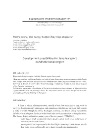 Development Possibilities for Ferry Transport in Adriatic-Ionian Region